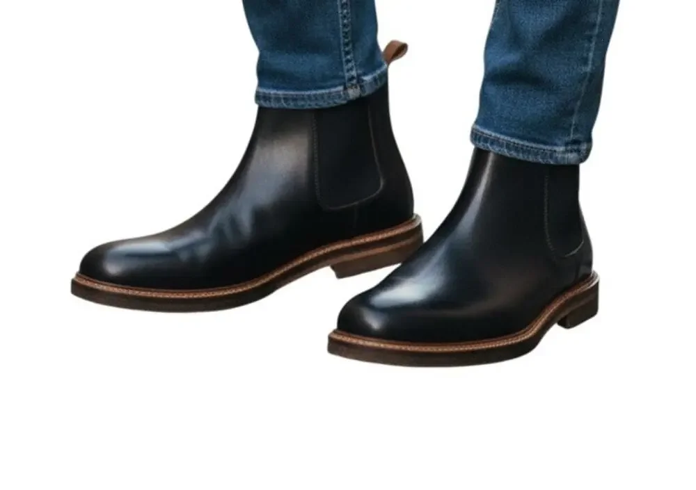 Johnston & Murphy Calder 175th Anniversary Black Leather Chelsea Boot Size 10.5